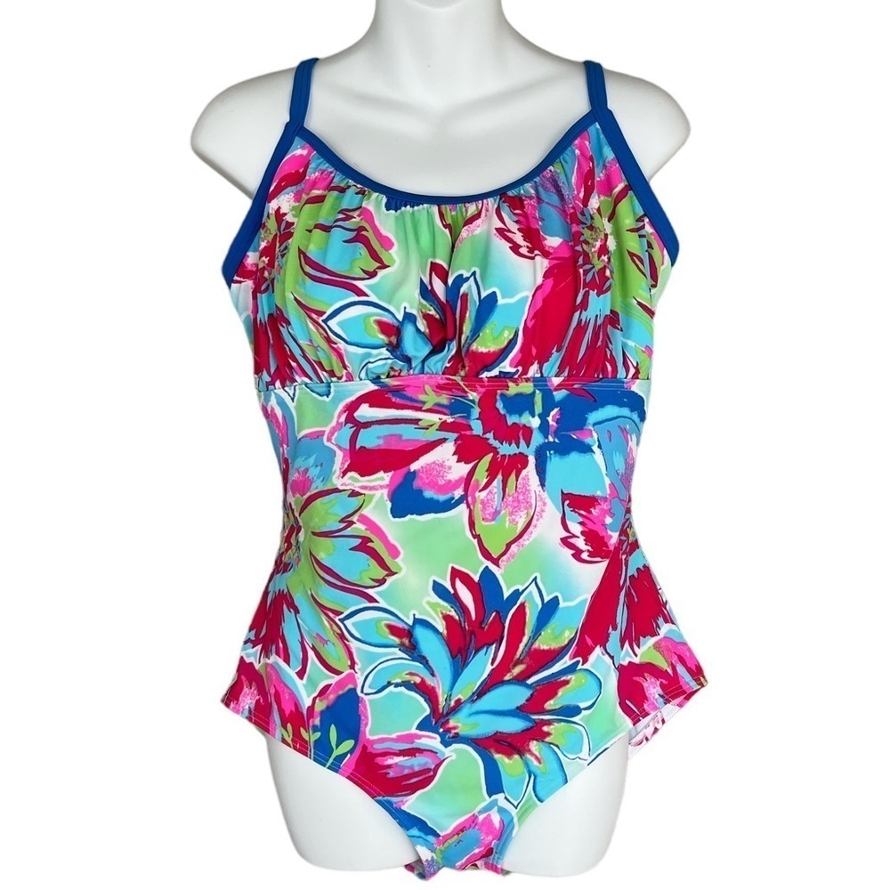 Gabar Floral One Piece Swimsuit Size 16 Adjustable Straps Molded Cups